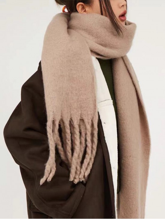 Solid Blanket Scarf W/ Twisted Tassels Solid Blanket Scarf W/ Twisted Tassels